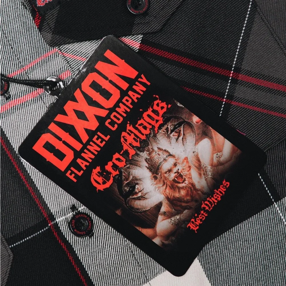 DIXXON Cro-Mags Mens Flannel Shirt Large Black Gray Red NWT Limited Edition - Picture 3 of 10